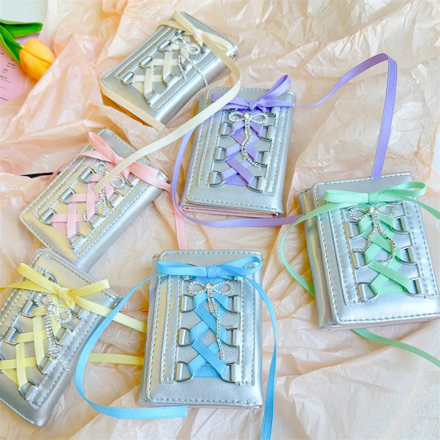 Silver Sweet Wallets for Women Y2k Strap-on Designer Original Fashion Short Coin Purse Korean Style Casual New Cute Wallet Purse