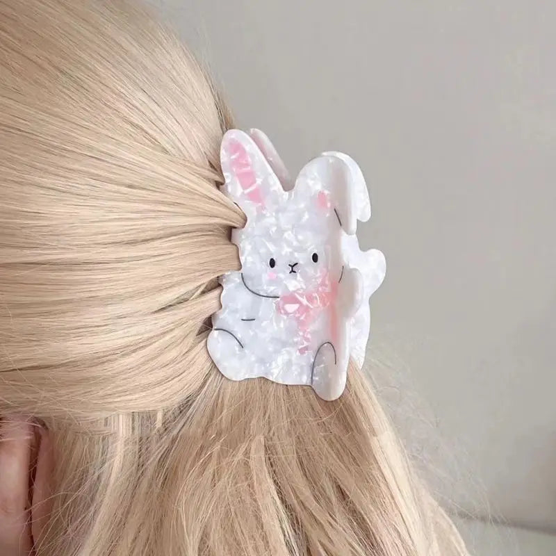 1/2pcs Gentle bow, little rabbit, super cute pink shark clip, niche headband, sweet hair accessory