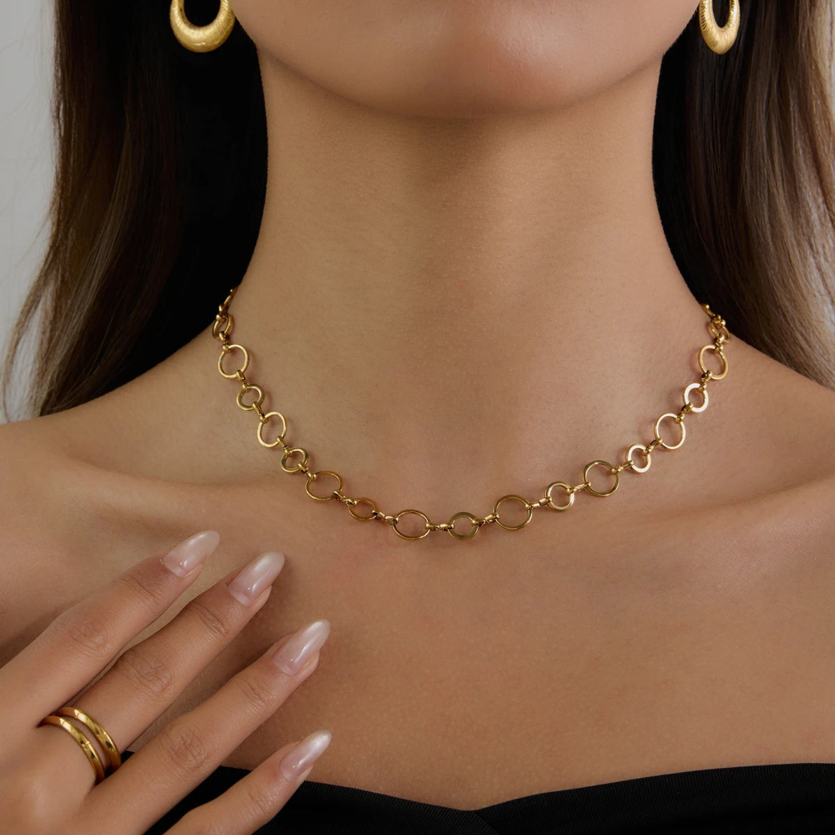 Youthway New Design DIY Chain Necklace 18K Gold Plated Stainless Steel Metal Knot Chain Hollow Necklace Accessories Gift For Her