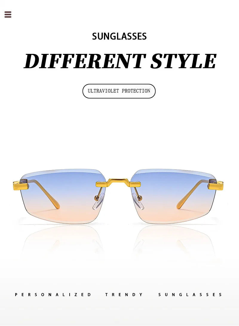 Designer Luxury Sunglasses Vacation Trending Sunglasses Women Rimless Glasses Vintage Lentes Dropshipping Oculos Gafas Lunette