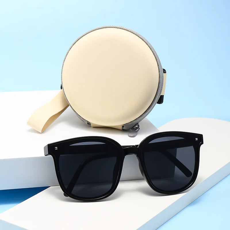 Folding sunglasses for women with high-end feel 2023 new UV protection and sun protection, large face slimming with degree