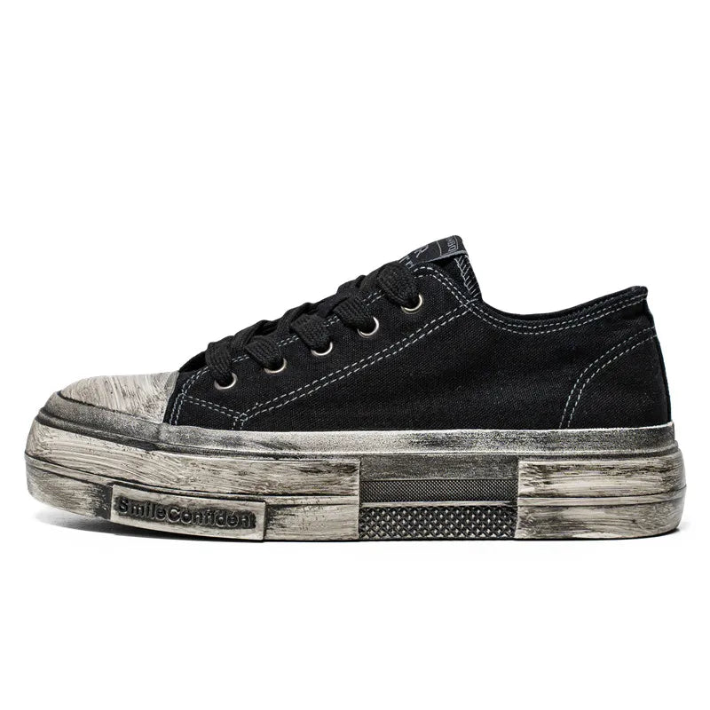 Black Four Seasons Men's Cloth Shoes Fashionable retro Make dirty style Leisure Outdoor Party Street walking youth shoes