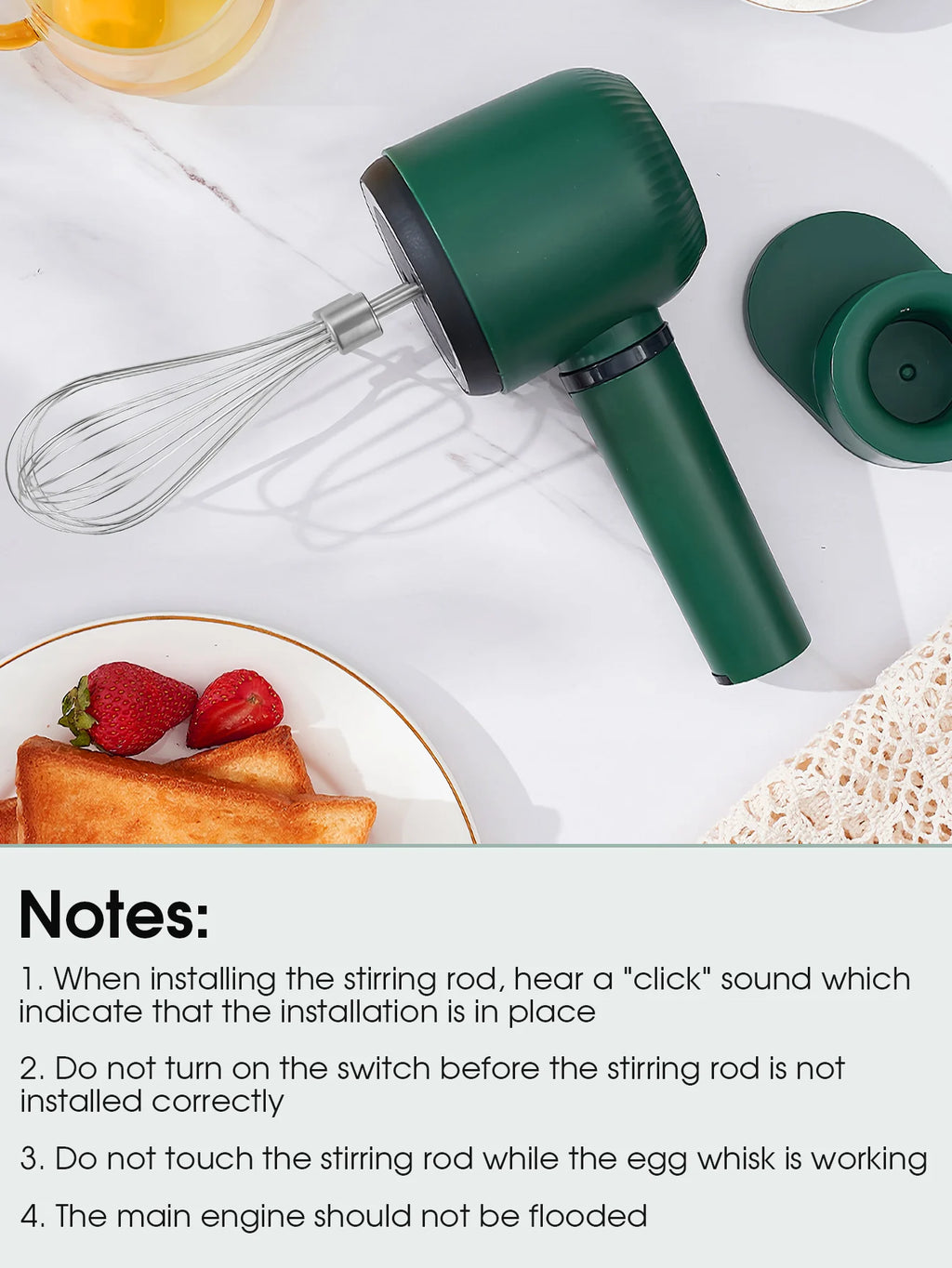 Electric Whisk Twin Stick Model Electric Milk Froth USB Rechargeable 1200mAh 3 Speed Electric Mixer Cake Baking Kitchen Tools