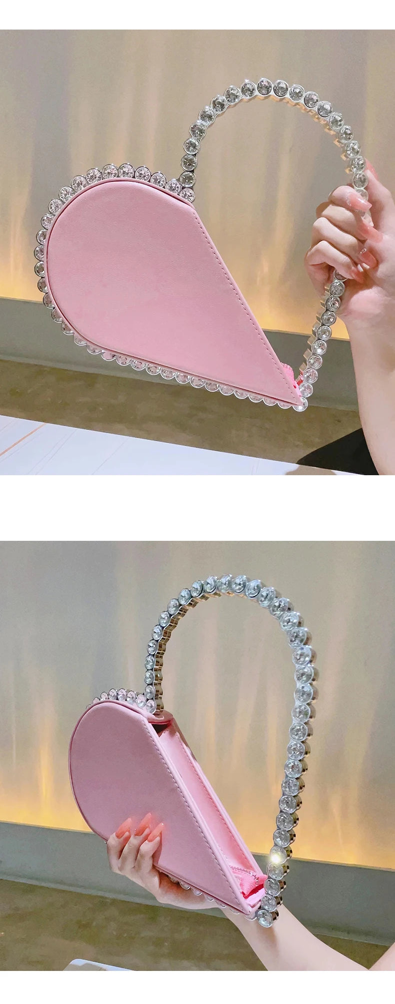 Mini Heart Shape Evening Bag Trendy Wedding Clutch Purse Women's Elegant Handbags For Party Prom