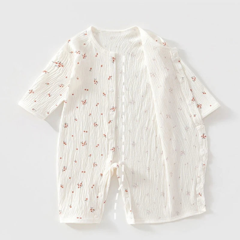 Baby Pure Cotton Breathable Skin-friendly One-piece 0-18M Kid Summer Lightweight Romper Infant Snap Closure Casual Comfy Onesie