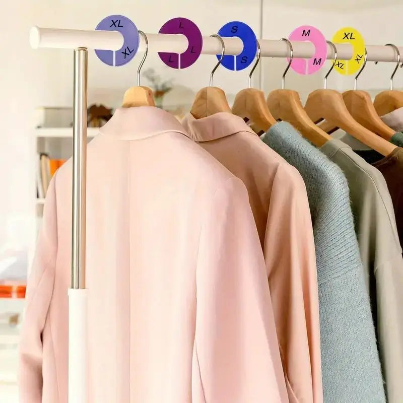 10/20 piezas divisores de tamaño de estante de ropa de plástico, perchas redondas, divisores de armario, etiquetas de ropa, anillo de marcado de tamaño