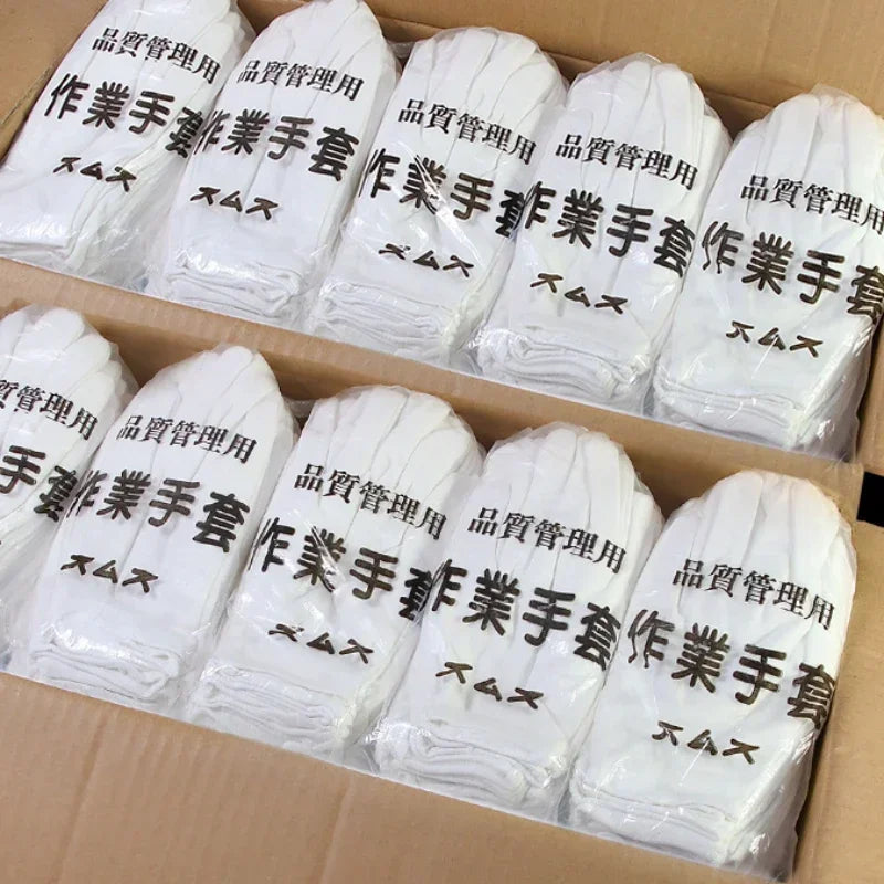 2/100pcs White Protection Gloves for Women Men Cotton Thin Quality Sweat Absorption Driving Workings Household Cleaning Tools