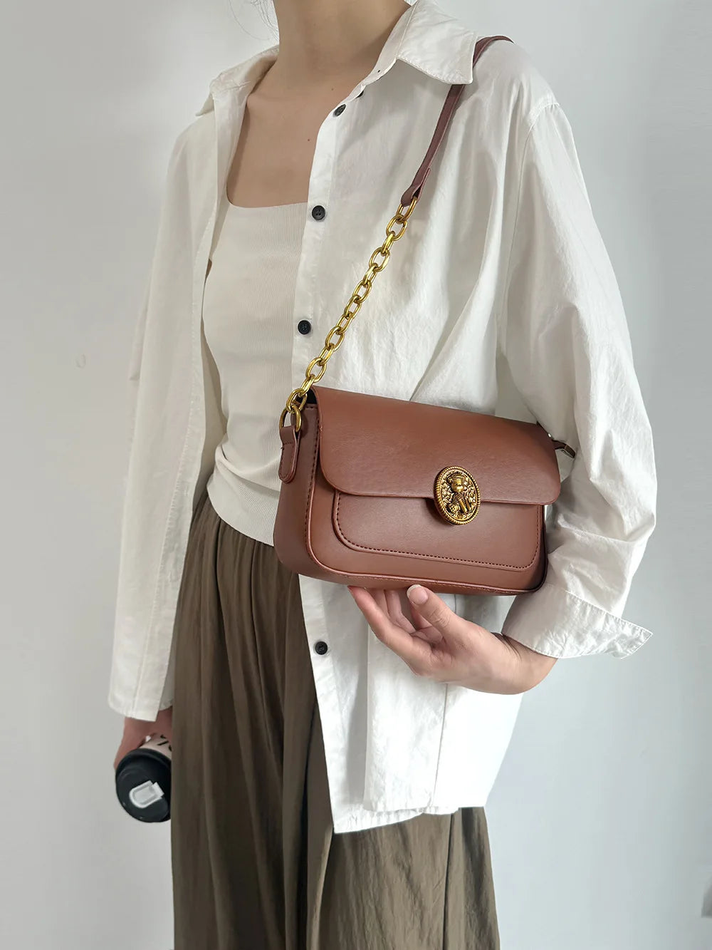 CGCBAG Fashion Designer Luxury Women's Bag Vintage Square Crossbody Bag Simple High Quality PU Leather Brand Handbags Ladies