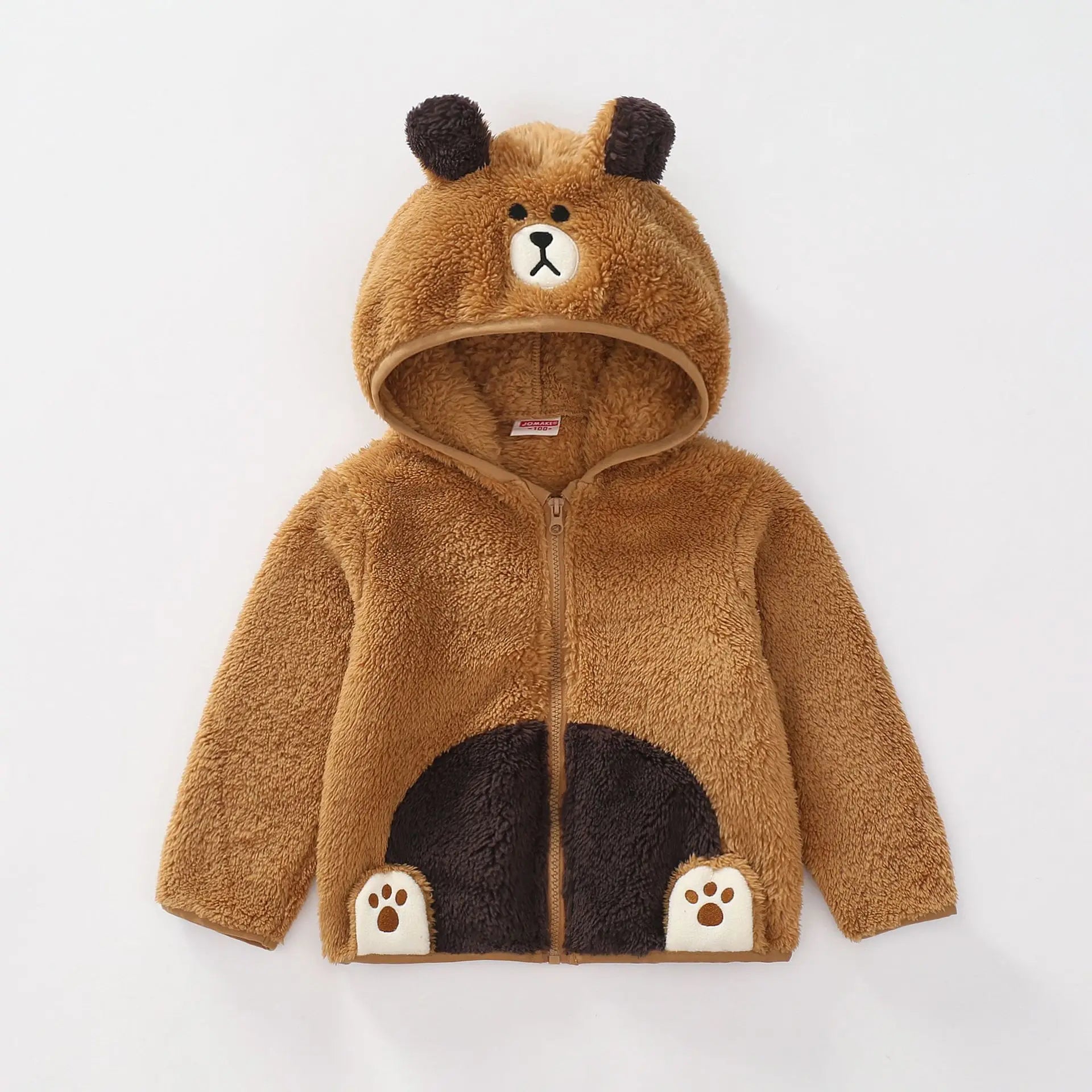 1 2 3 4 5 Years Autumn Winter Plush Boys Jacket Cute Ears Keep Warm Princess Girls Coat Hooded Zipper Outerwear New Kids Clothes