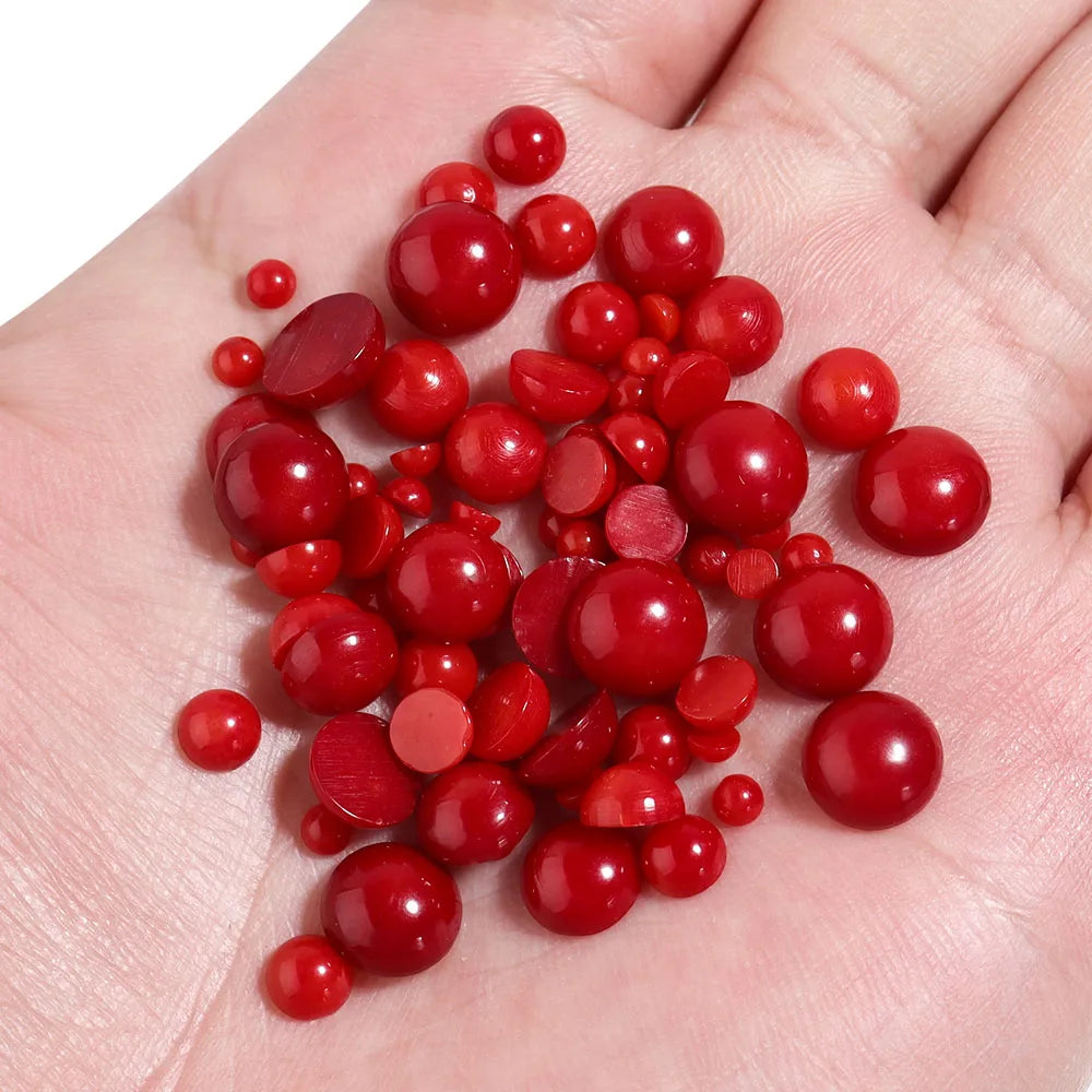 1-10Pcs Red Coral Cabochon Beads Round Shape Natural Cabochon Beads for DIY Jewelry Making Bracelets Necklace Rings Accessories