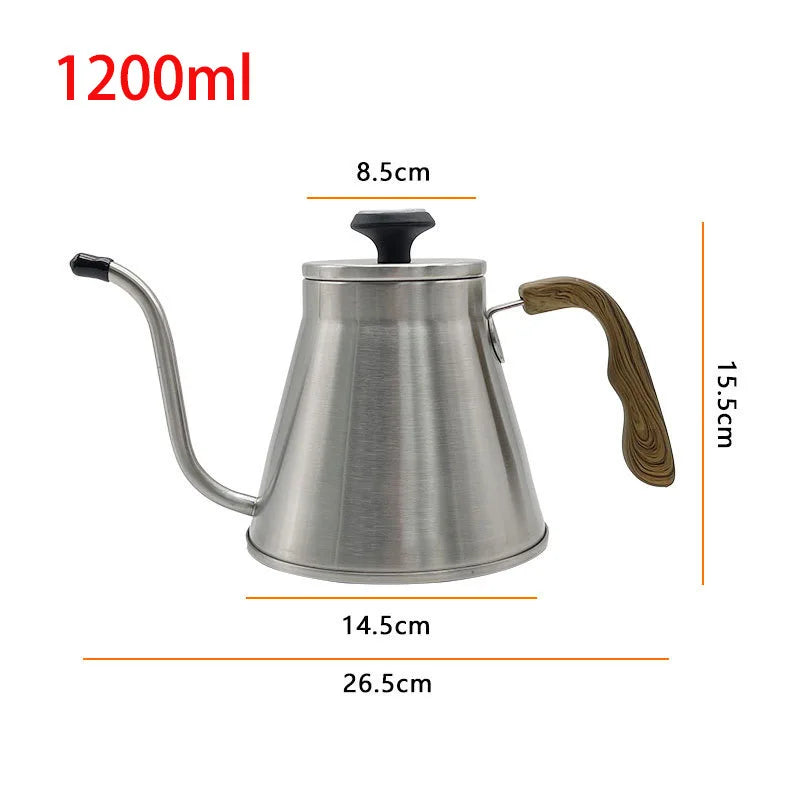 304 Stainless Steel Pour Over Coffee Kettle, Long Spout with Temperature Control, Suitable for Open Flame and Tea Brewing, 1.2L