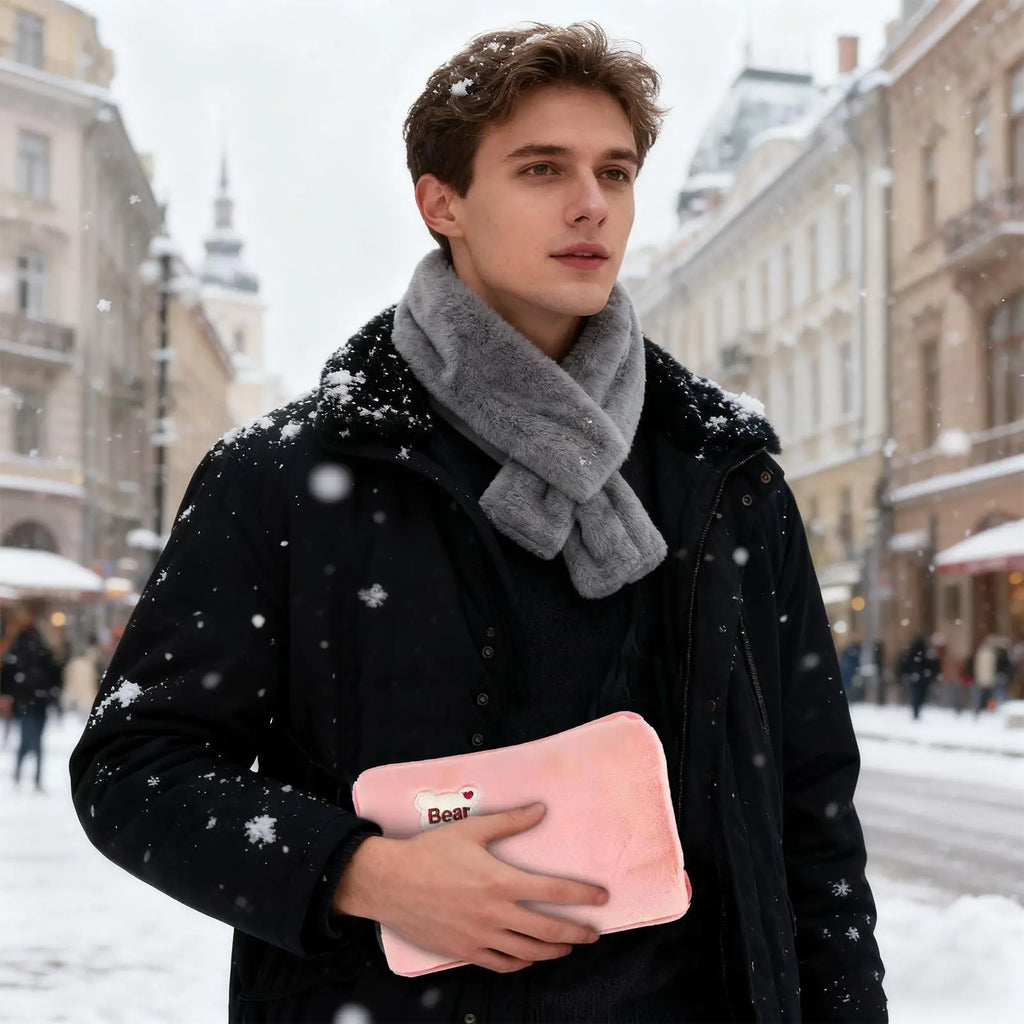 Hot Water Bottle Leak-Proof Rechargeable Hand Warmer Hot Water Bag with Soft Cover for Winter Cold Weather Period Cramps Muscles