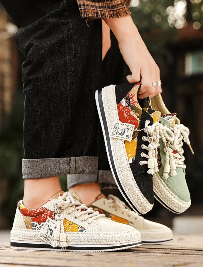 Trend Low-Top Canvas Shoes Mens Summer Fashion Trend Platform Sneakers Comfortable Breathable Casual Shoes Zapatos para hombres