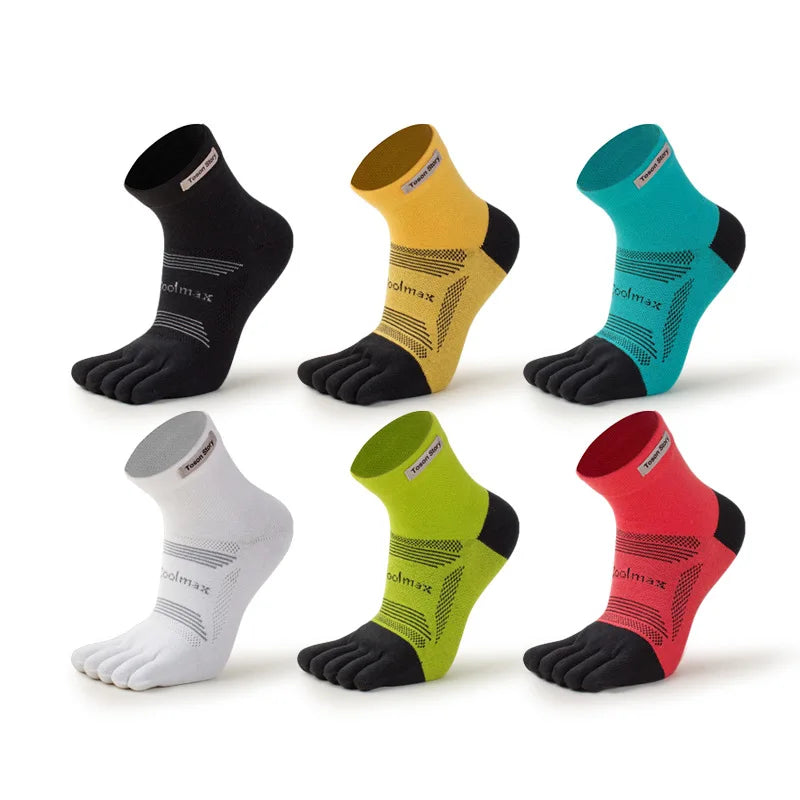 1 Pairs Men's Five Finger Socks Anti-friction Sweat-absorbent Breathable Marathon Running Socks Outdoor Tennis Split Toe Socks