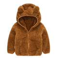 1 2 3 4 5 Years Autumn Winter Plush Boys Jacket Cute Ears Keep Warm Princess Girls Coat Hooded Zipper Outerwear New Kids Clothes