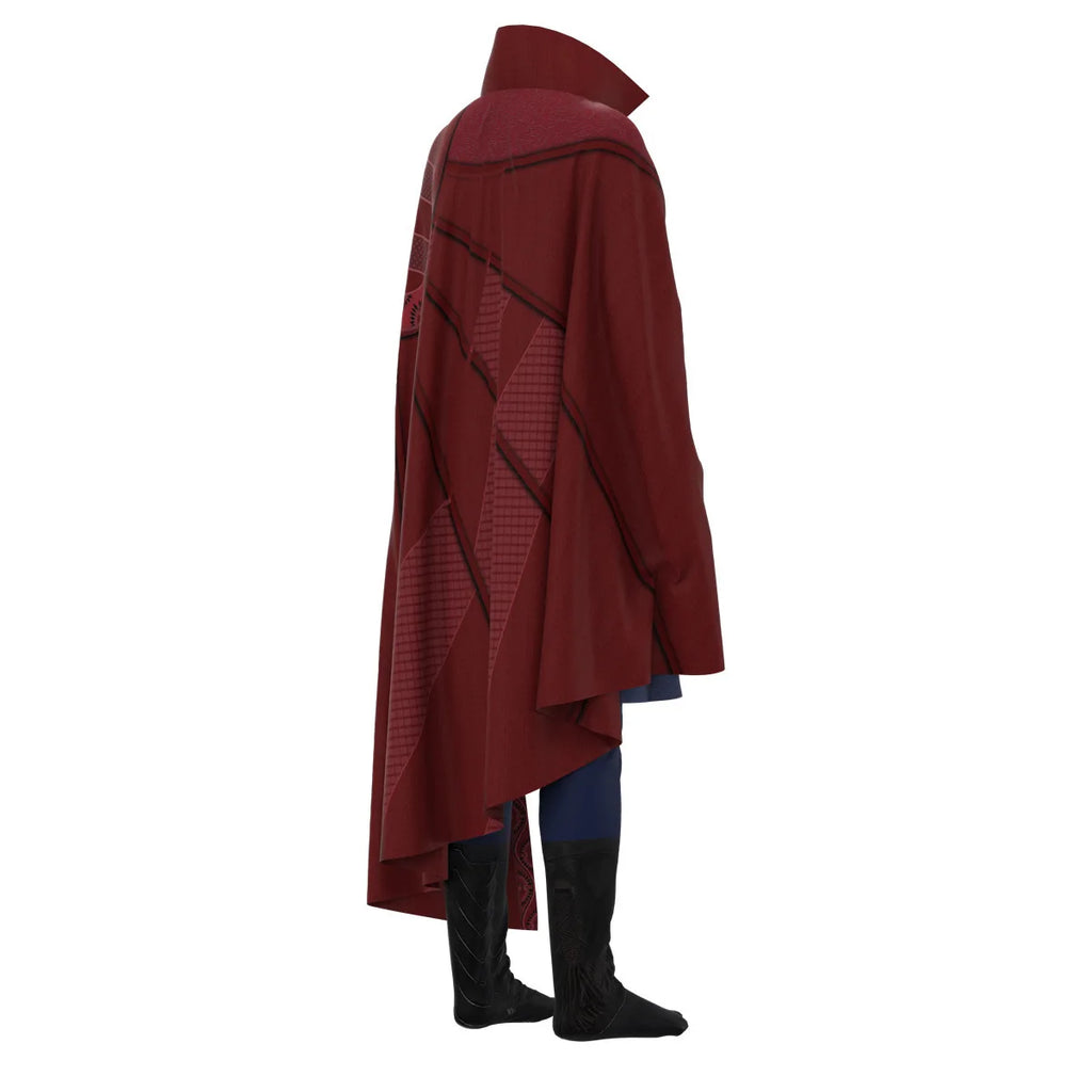Halloween Party Adult Men Doctor Cosplay Costume Outfits Top Coat Red Velvet Cloak Pants All Set Carnival Disguise Suit