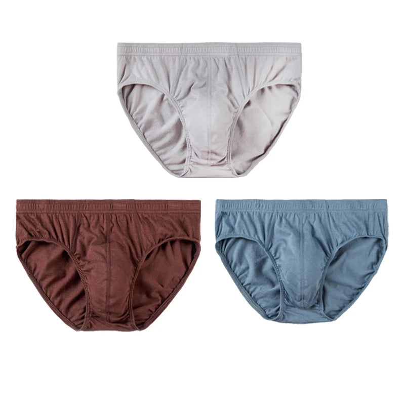 3 Pcs/Lot Men's 100% Cotton Briefs Comfortable Breathable Underwear Lingerie Panties Plue Size Xl -5xl Underpants