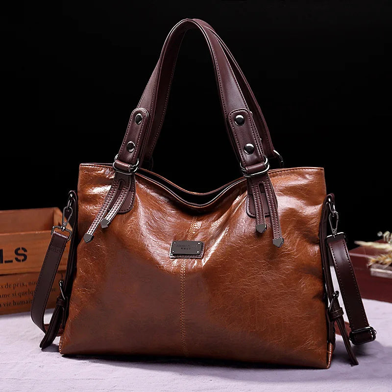 Annmouler Neue Design Frauen Handtaschen Pu-Leder Tragetasche Vintage Weiche Umhängetasche Große Umhängetasche für Damen