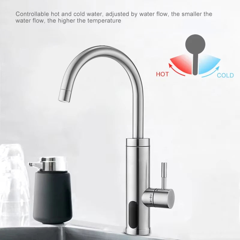 3000W Electric Tankless Instant Hot Water Faucet Kitchen Water Heater Tap Cold to Hot Heating Faucet for Quick Boiling