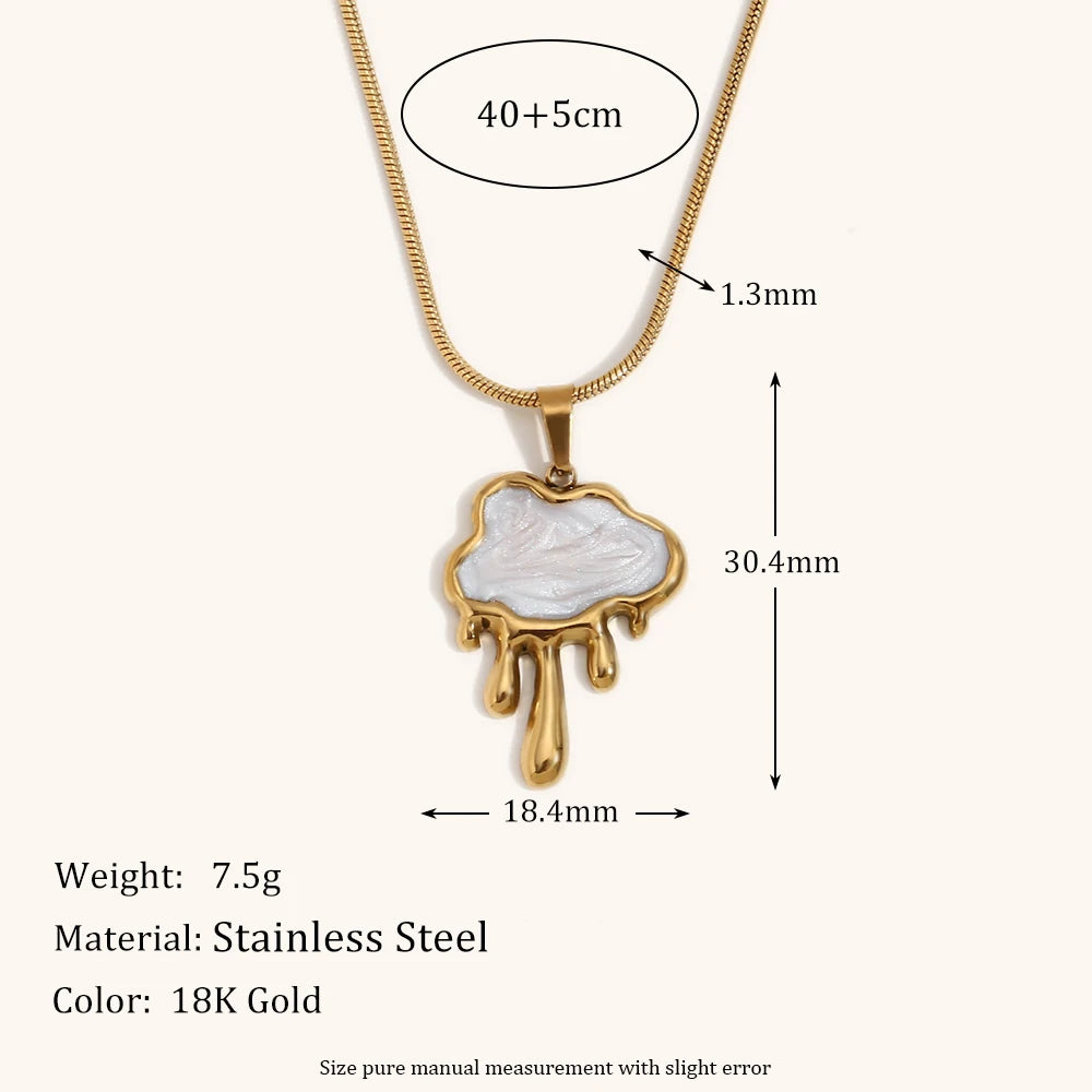 La. Muses High Quality Shell Cloud shaped Snake Chain Stainless Steel Women's Necklace Earnail Jewelry Set Jewelry Accessory