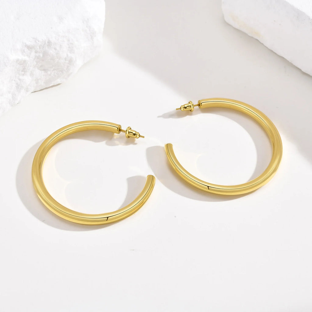 Dainty Twisted Stianless Steel Hoop Earrings for Women, Gold Color Plating Circle Round Ear Clip Accessory Mother's Day gift