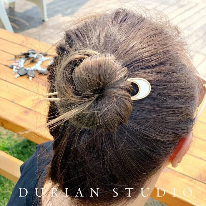 Fashion Luxury Silver Gold Color Elegant Shell Enamel Hairpin for Women Metal U Shape Hair Stick Hairwear Accessories Jewelry