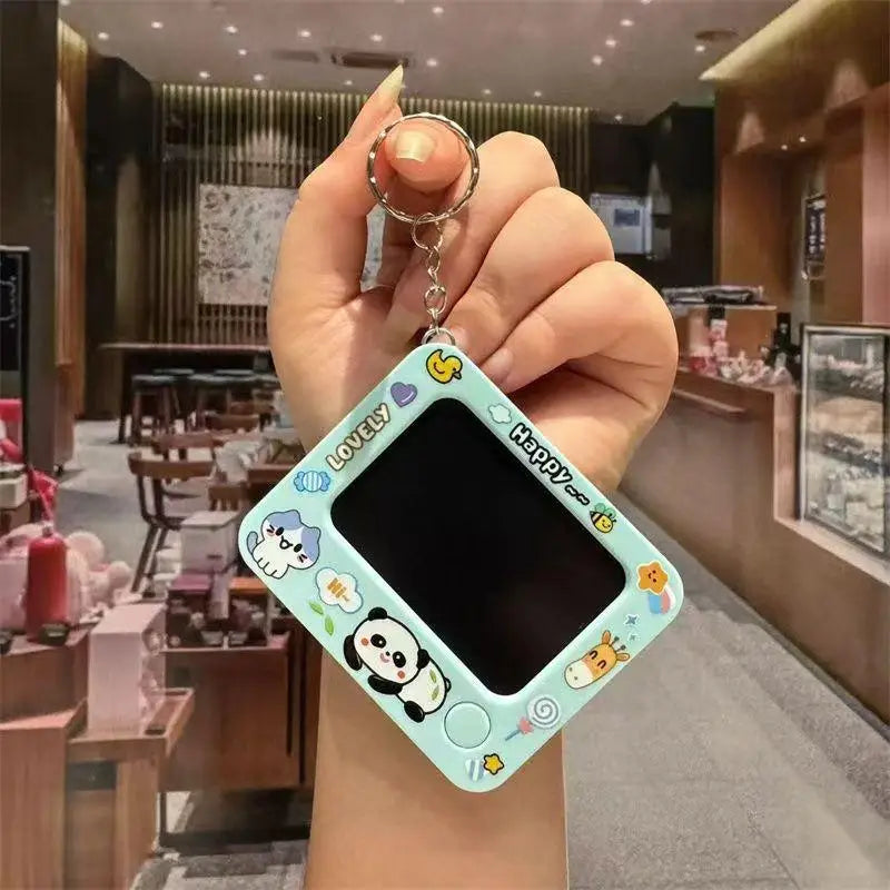Mini Graffiti Board Keychain Creative Cartoon Cute One-Click Clearing DIY Painting Key Chain Kids Students Christmas Gifts