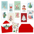 10pcs/1set Merry Christmas Fold Greeting Cards With Envelopes Navidad New Year Postcard Diy Gift Card Xmas Party Decoration