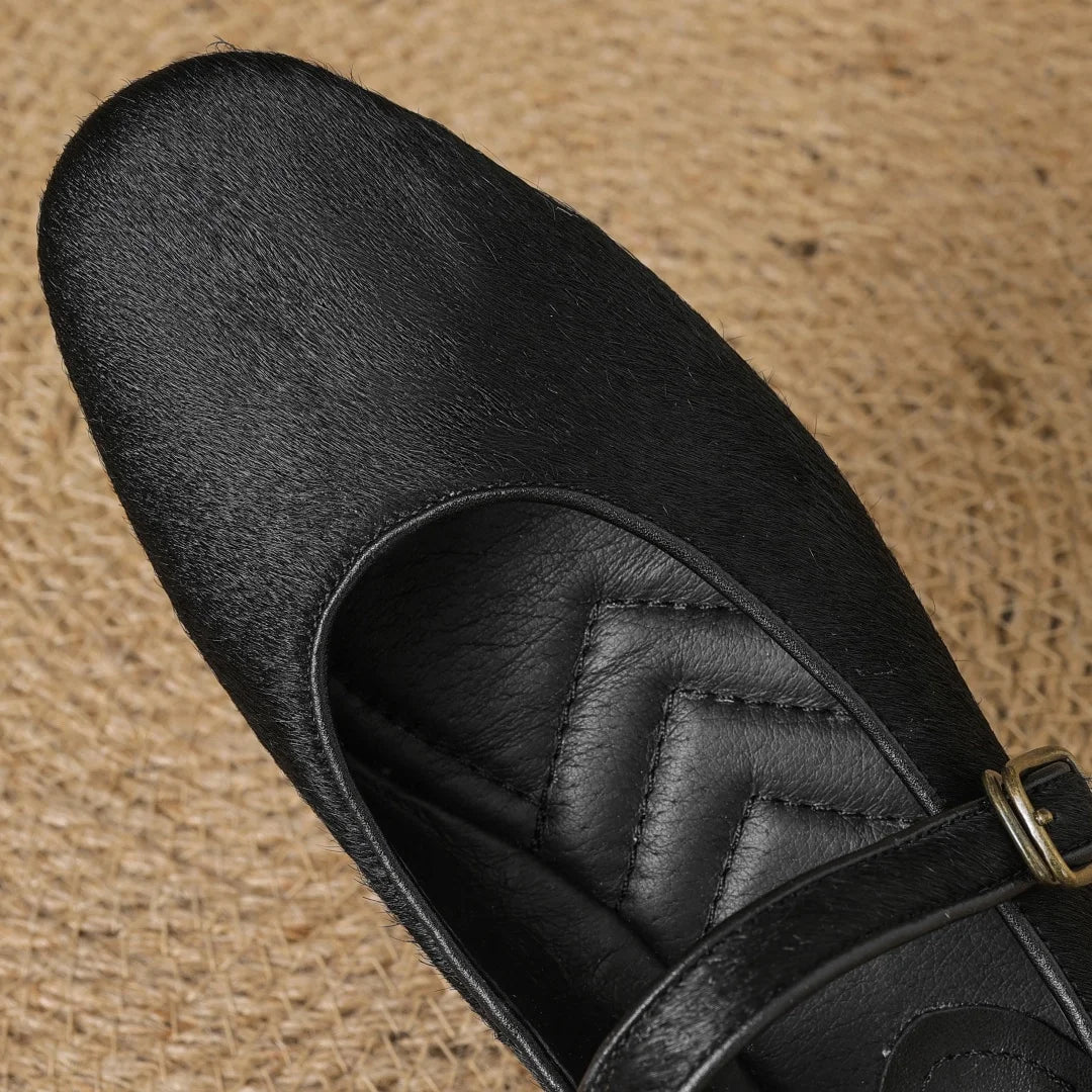 Plus size 34-43 women's leopard horsehair slip-on Mary Jane flats round toe casual female slim daily ballerinas shoes for woman