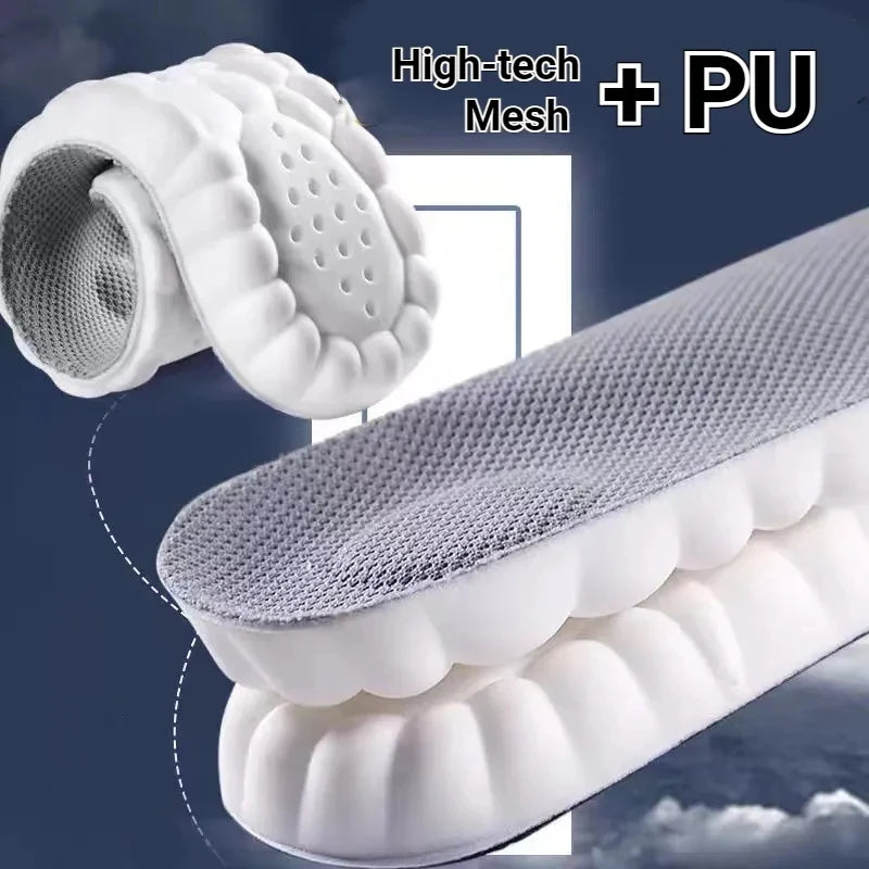 Neue 4D-Massageeinlagen, superweiche Sportschuh-Einlegesohle für Füße, Laufschuhsohle, Fußgewölbestütze, orthopädische Einlagen, Unisex