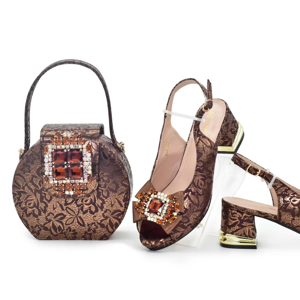 doershow hot selling pink Shoes and Bags To Match Set Italy Party Pumps Italian Matching Shoe and Bag Set for Party!   SU1-1