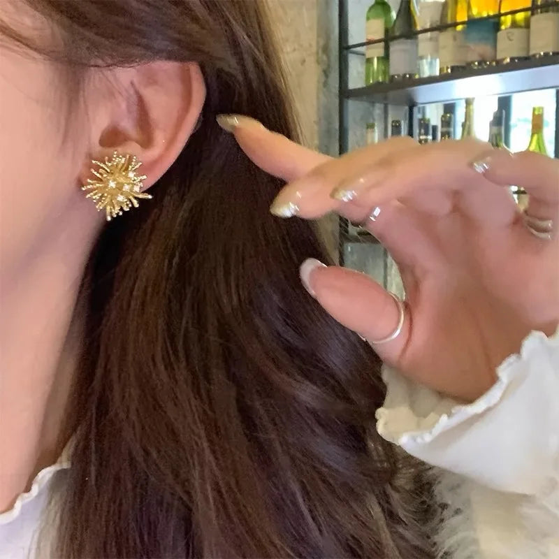 LATS Light Luxury High-end Fireworks Silver Needle Earrings for Women 2025 New Design Temperament Fashion Jewelry