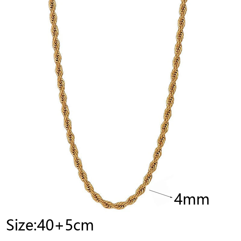 316L Stainless Steel Gold Color Chain Necklace Bracelets For Women Girl Fashion Non-fading Lady Jewelry Set Accessories
