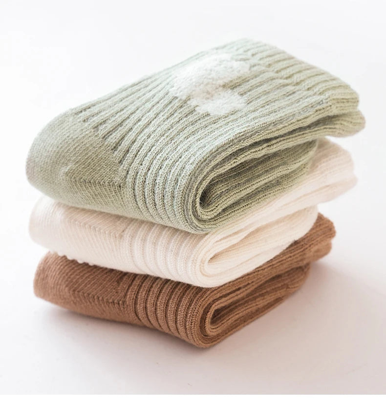 3 Pairs/lot Four Seasons Toddler Baby Anti-slip Socks for Newborns Cute Solid Color Cotton Non Slip Boys Girls Floor Socks 0-8Y