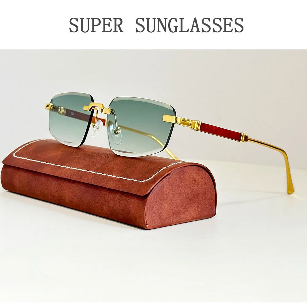 Designer Luxury Sunglasses Vacation Trending Sunglasses Women Rimless Glasses Vintage Lentes Dropshipping Oculos Gafas Lunette