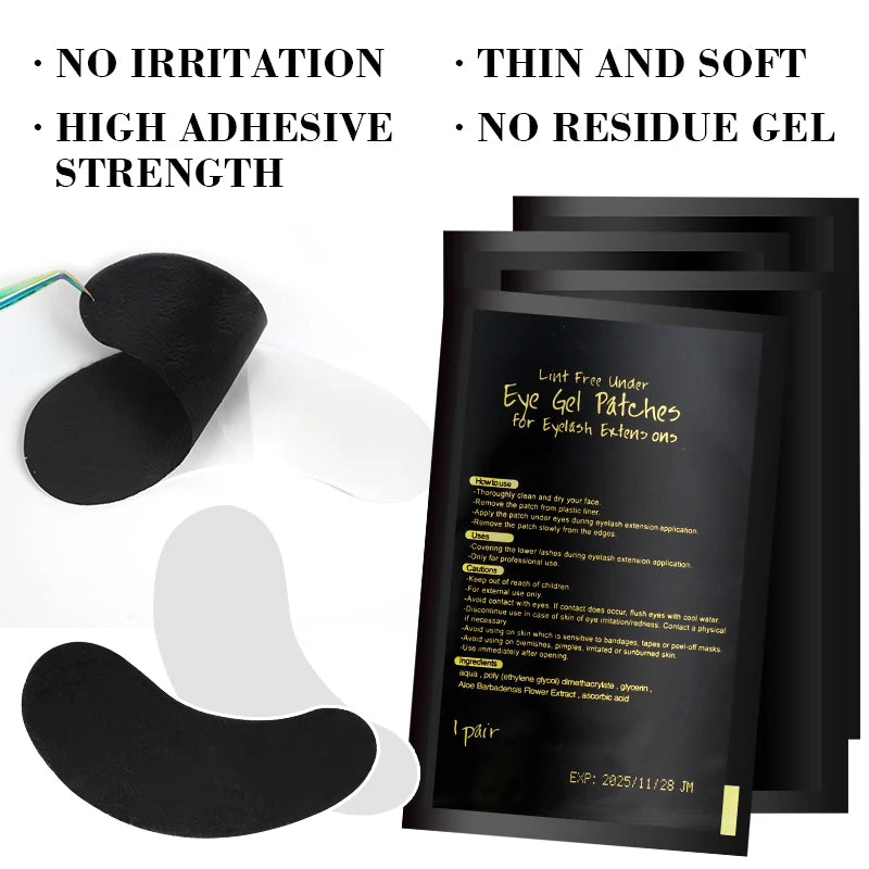 50 Paar fusselfreie Unter-Augen-Gel-Pads, feuchtigkeitsspendende Augen-Papier-Patches, Wimpernverlängerung, Augen-Spitzen-Aufkleber-Wraps, UV-Pads, Make-up-Werkzeug
