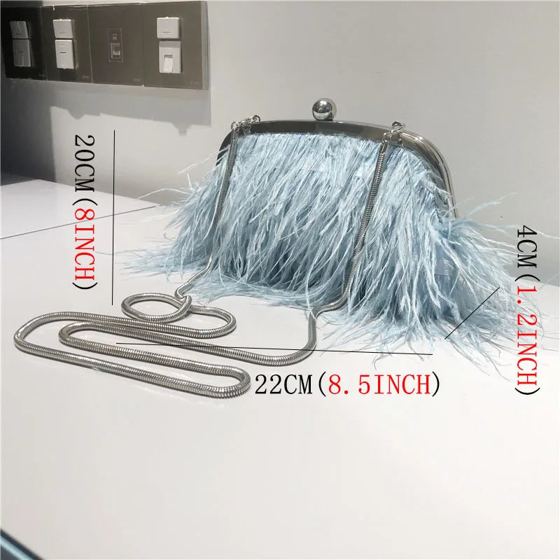 Luxury brand Handle Bag 2025 Fashion  Female Wallet Retro Lux Shoulder Bag New Temperament Feathers Pearl Chain Crossbody Clutch