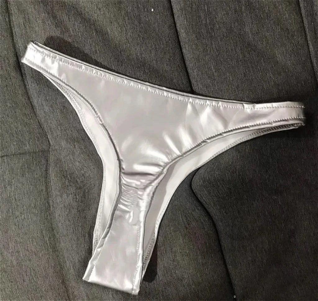 Patent Leather Women's Sexy Micro Shorts Nightclub Shiny Slimming Glossy Tiny Bikini Short Panties for Dancer Stage Performances