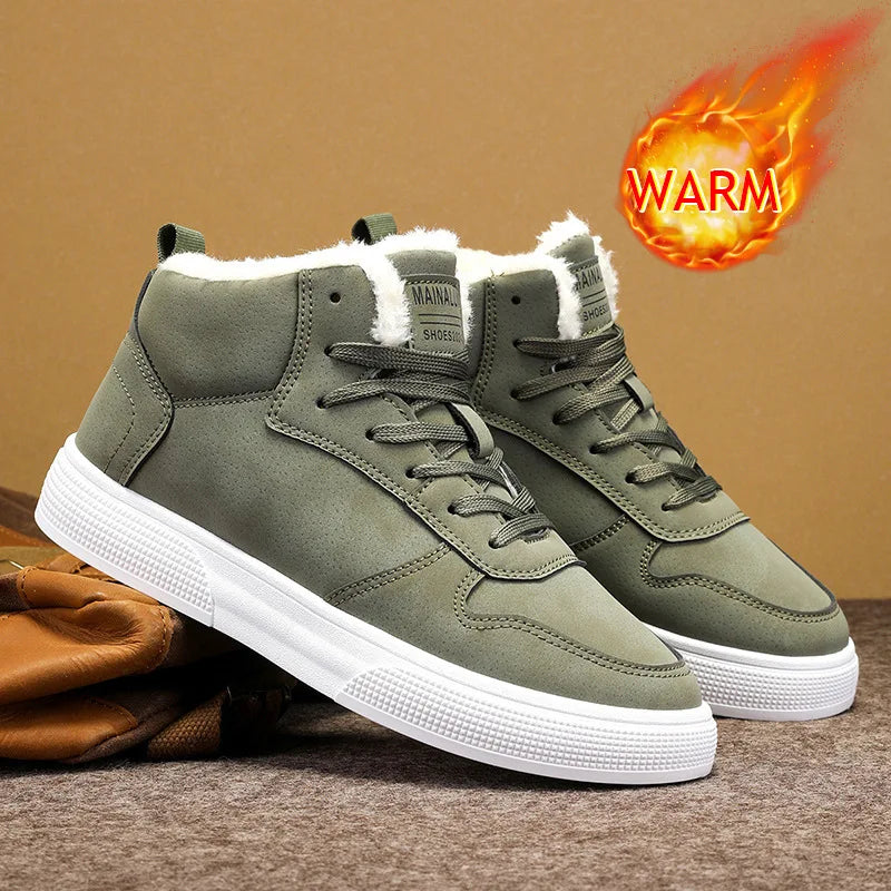 Plus-size men's high-top cotton shoes, men's winter warm fleece-lined casual sneakers, foreign trade fashion sports shoes