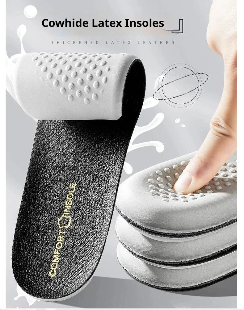 Leather latex insole men's shock-absorbing sports insoles breathable and comfortable anti-odor Shoe Pads 1Pair/2Pair