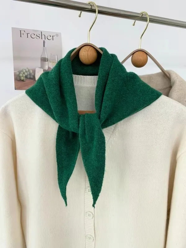 New Women Wool Scarf Shawl Winter Warm Soft Knitted Striped Triangle Fashion Brand Bandana Lady Wool Scarves