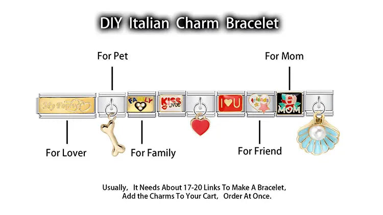 Evil Eye Kiss Poker DREAM Star Personalized DIY Colorful Italian Charm Bracelet Fit 9mm Stainless Steel Bracelet Jewelry Gift