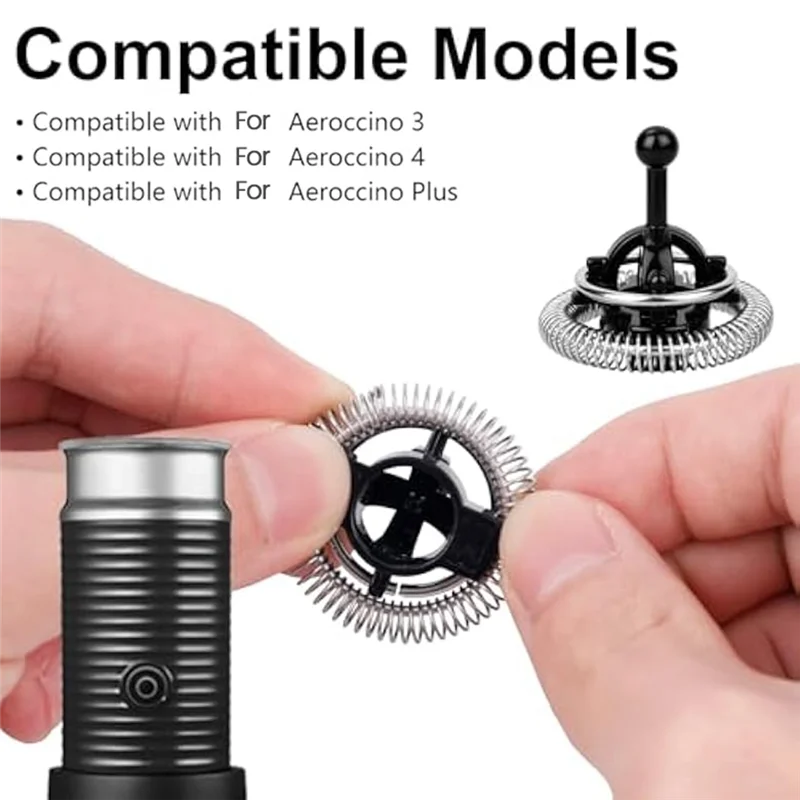 AT28-3Pcs Whisk & Spring Coils For Nespresso Aeroccino 3/4 / Plus,Milk Frother Replacement Parts Whisk Replacements