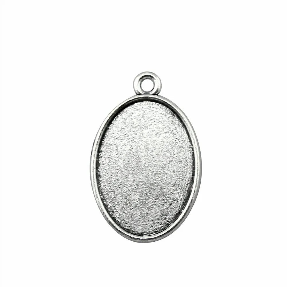 10pcs 13x18mm 18x25mm Inner Size Simple Oval Shape Zinc Alloy Cameo Cabochon Base Setting Pendant