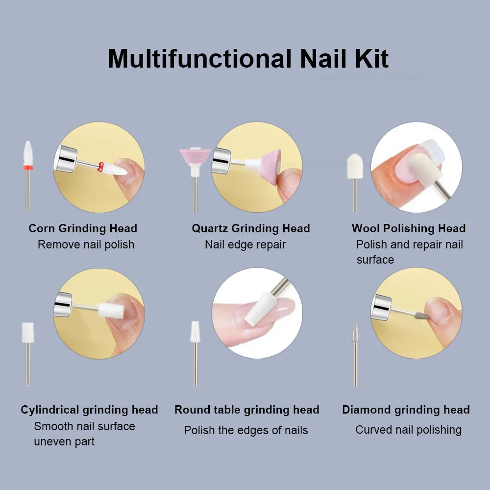 Electric Nail Drill Machine Portable Mini Gel Nails Polishing Removal Tool Rechargeable Nail Drillsfor Home Manicure Salon Use