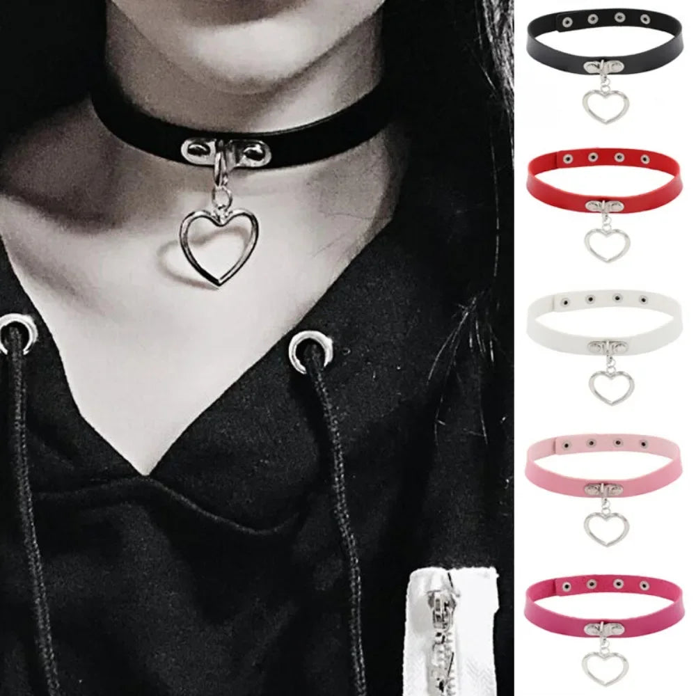 Heart Pendant Necklace Jewelry Punk Bdsm Slave Gothic Goth Choker for Woman