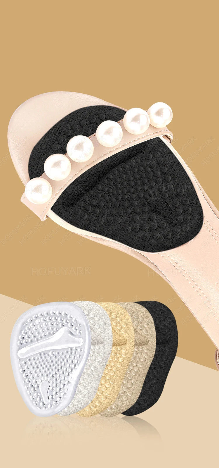 2Pairs Silicone Insoles for Shoes Insert High Heels Non-Slip Self-Adhesive Gel Metatarsal Foot Pads for Pain Relief Shoe Pads