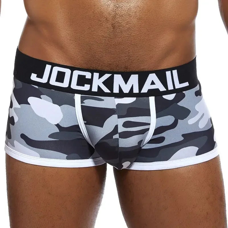 JOCKMAIL Sexy Underwear Men Boxer Brief Cueca Male Panties Camouflage Soft Underpants Shorts Men Trunks Printed Nylon Quick Dry