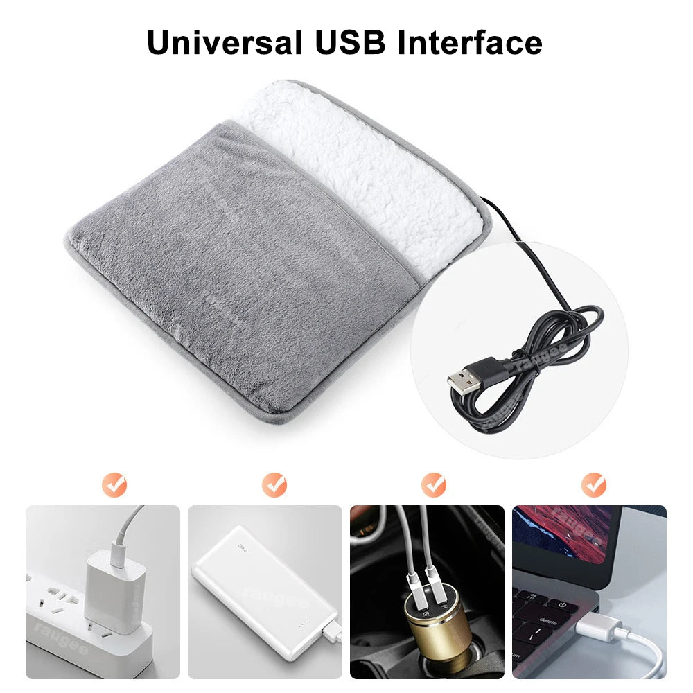 Electric Foot Heater USB Foot Heating Pad Portable Foot Warmer Heater Soft Wearable Foots Warmer Mat Home Office USB Foot Heater