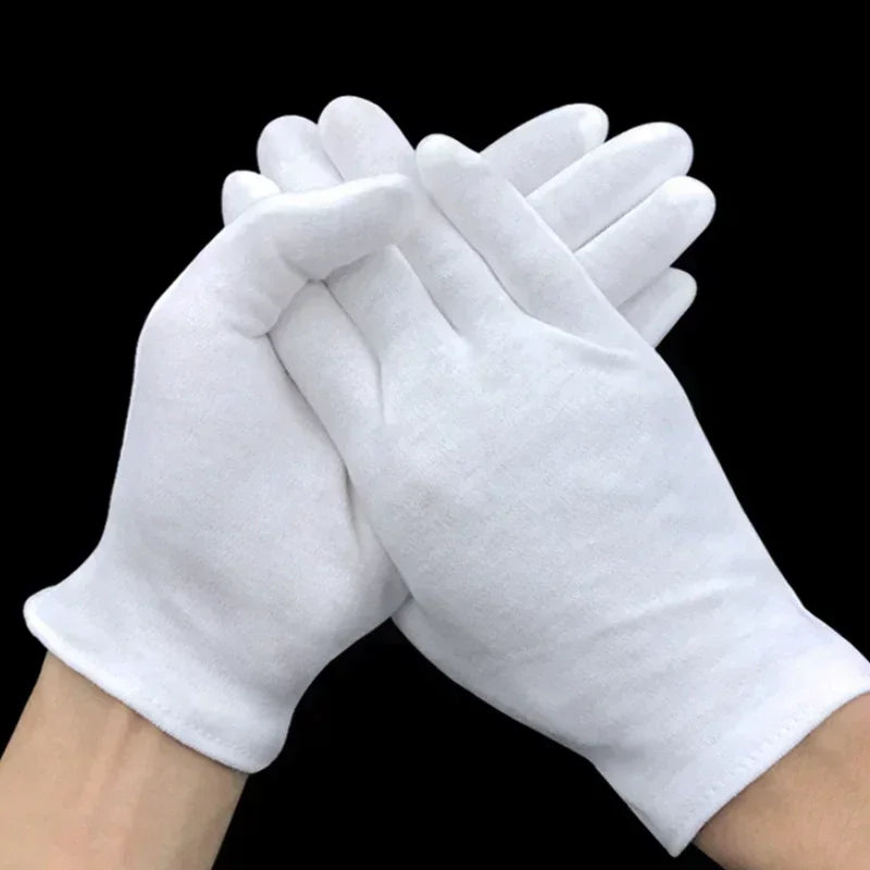 2/100pcs White Protection Gloves for Women Men Cotton Thin Quality Sweat Absorption Driving Workings Household Cleaning Tools